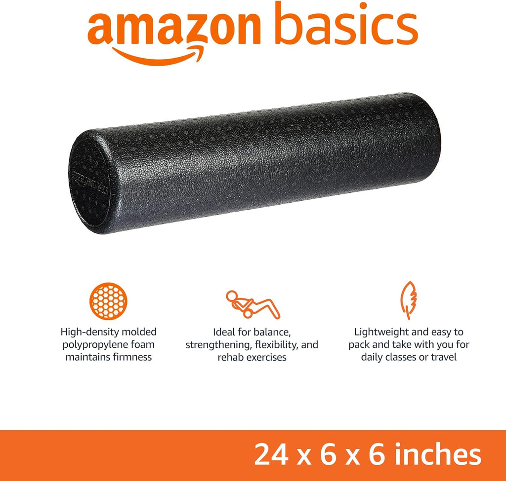 Basics High Density Foam Roller for Exercise and Recovery, 24 Inches, Black
